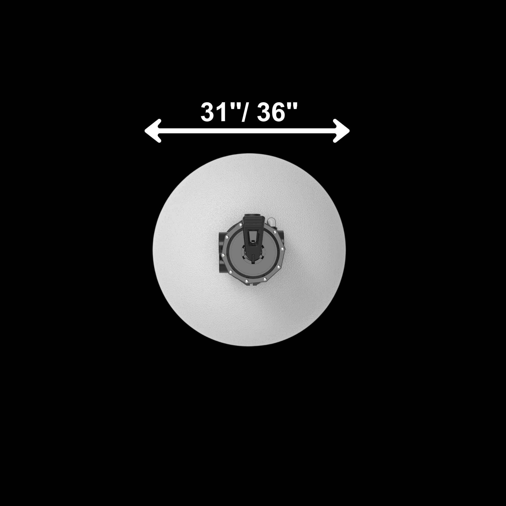 AquaCrystal Pool Swimming Sand Filter on black background with displayed sizes of 31 inch and 36 inch models