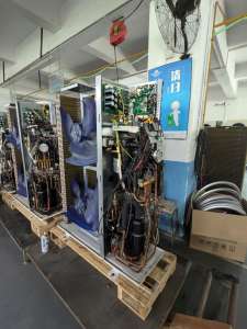 heat pump factory, image of a pool heat pump with the casing removed